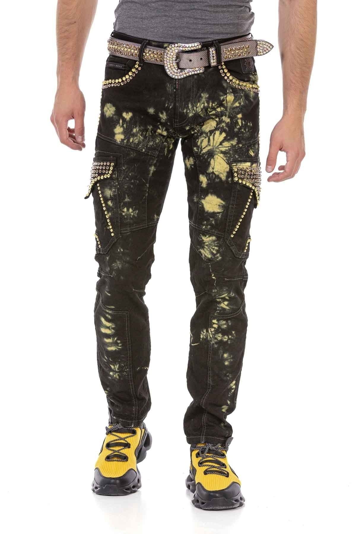 CD677 jeansy o prostym kroju z przyciągającym wzrok spraniem