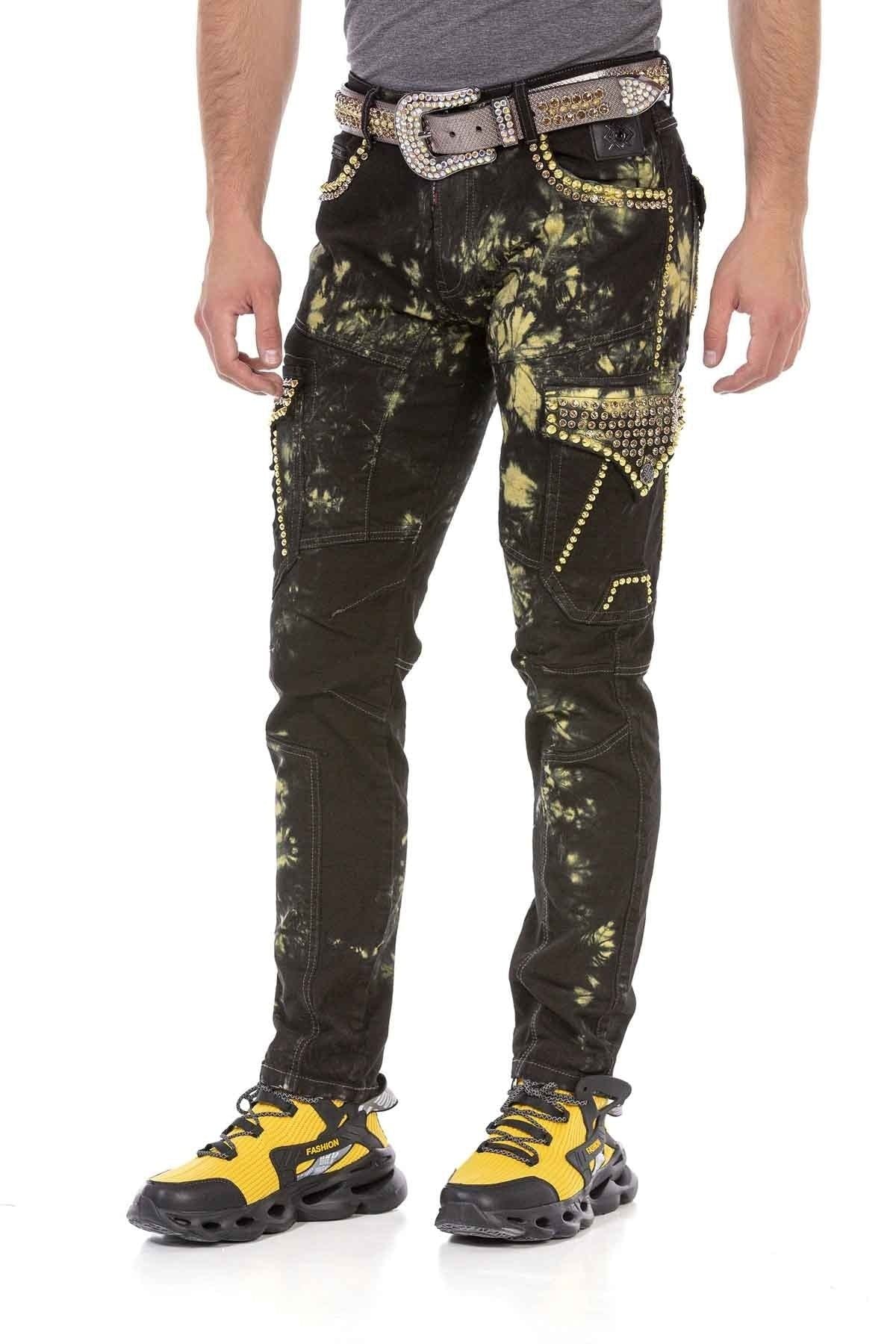 CD677 jeansy o prostym kroju z przyciągającym wzrok spraniem