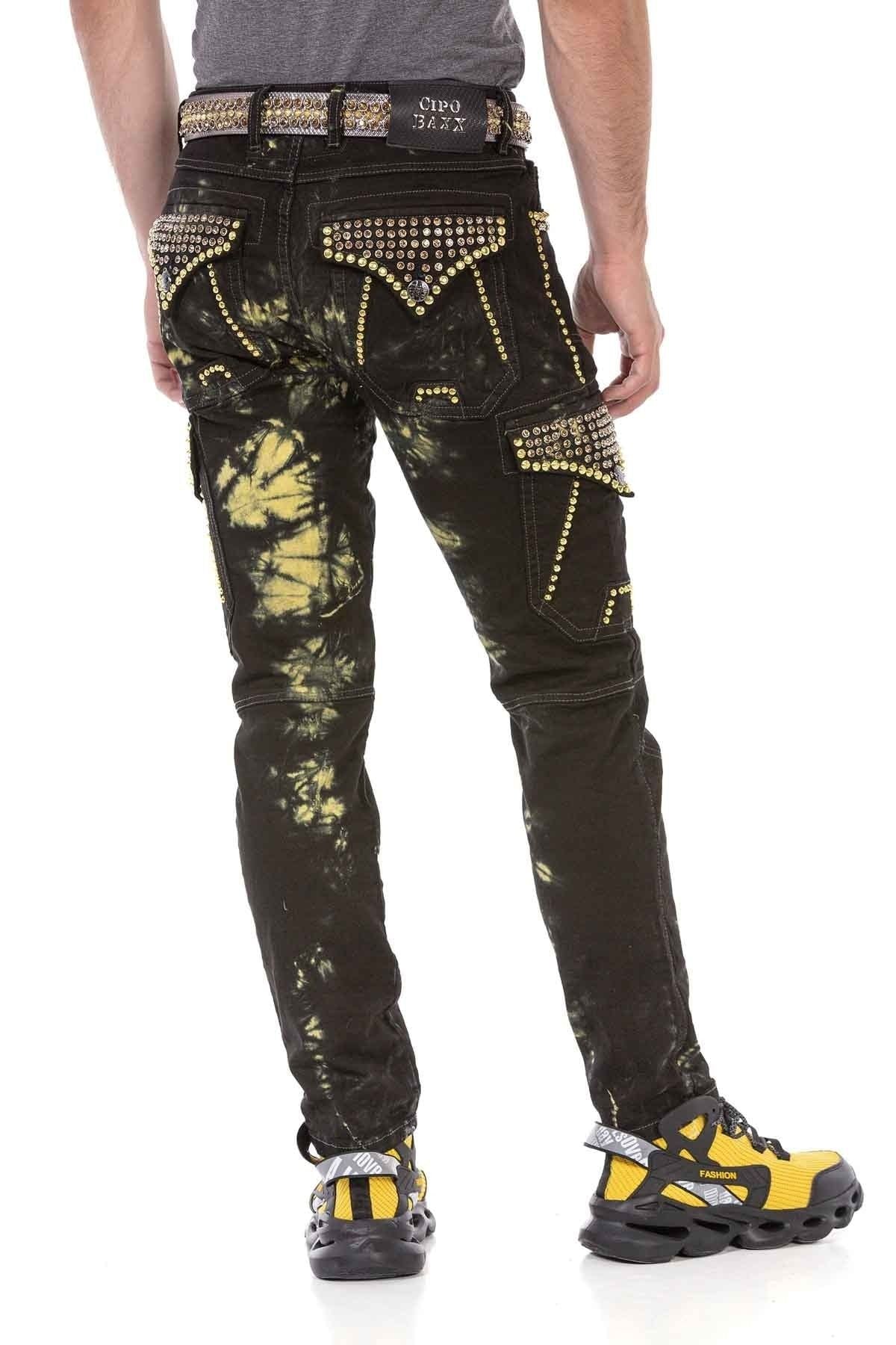 CD677 jeansy o prostym kroju z przyciągającym wzrok spraniem