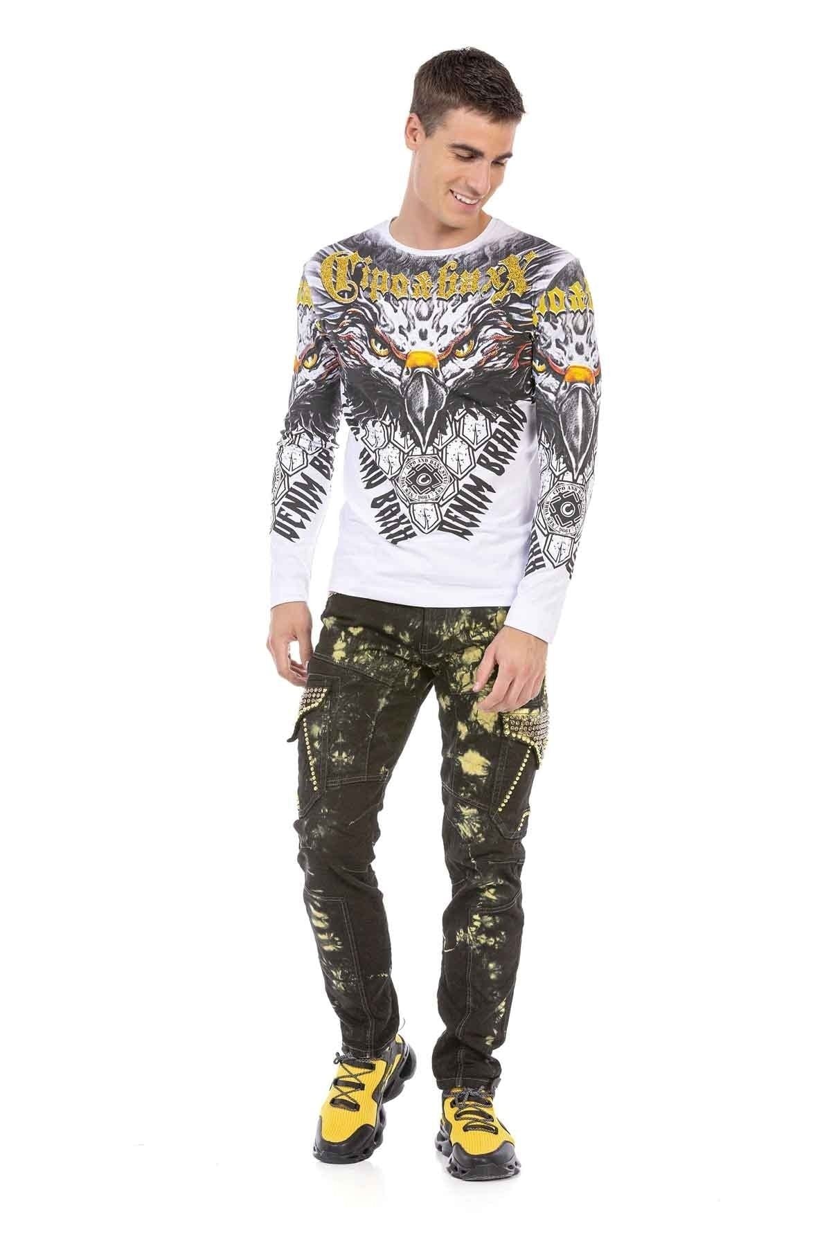 CD677 jeansy o prostym kroju z przyciągającym wzrok spraniem