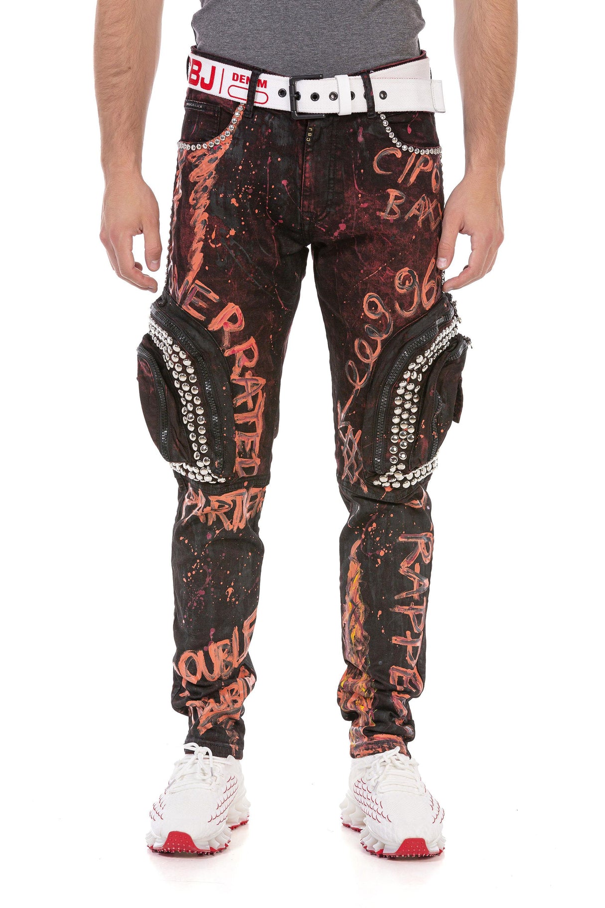 CD693 jeansy z nitami