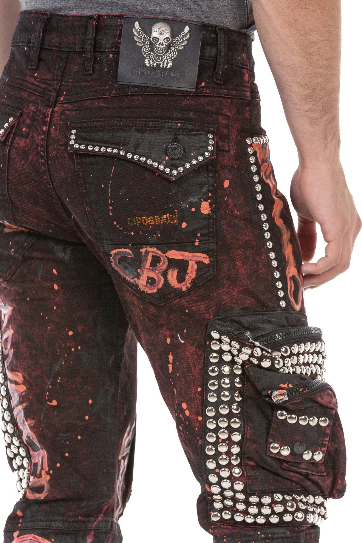 CD693 Trendy Heren Jeans met Klinknagels