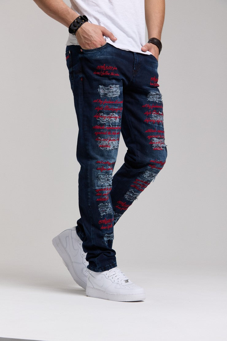 CD694 jeansy w ekstrawaganckim stylu