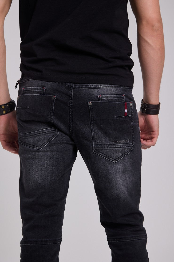 CD699 jeansy proste z ozdobnymi szwami