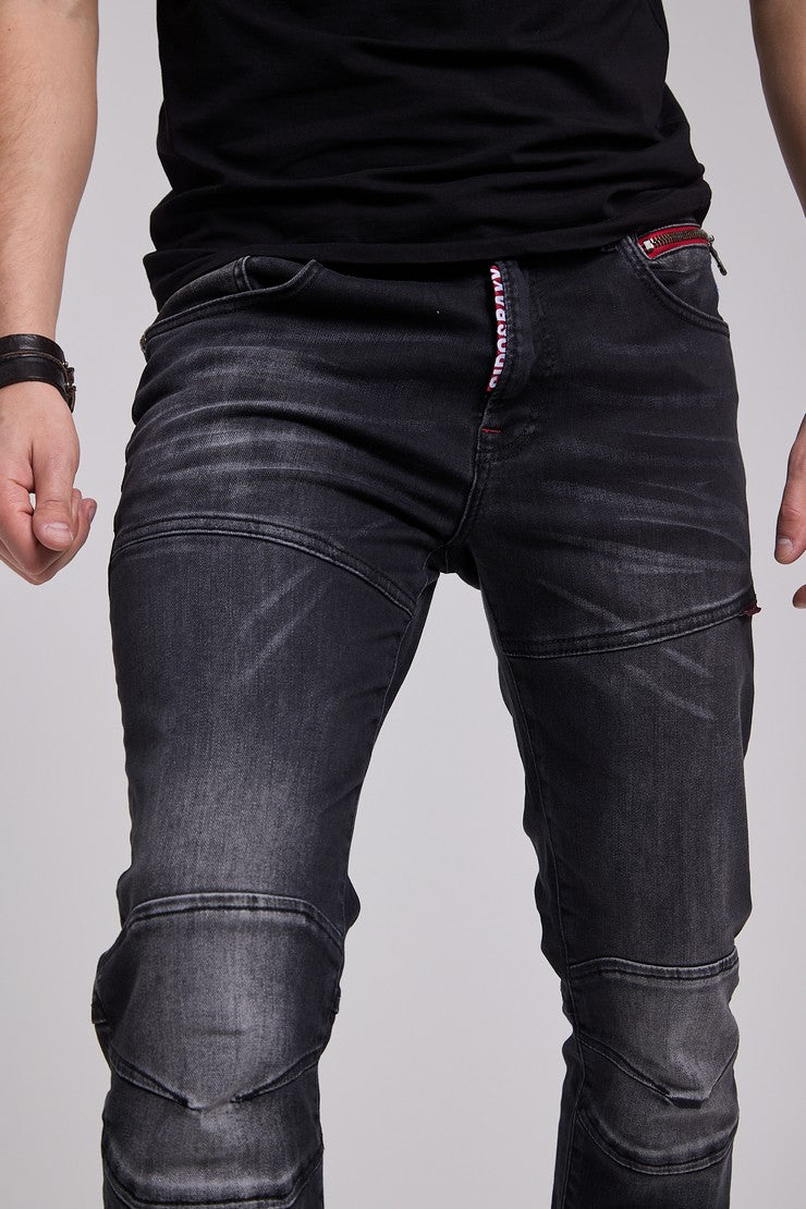 CD699 jeansy proste z ozdobnymi szwami