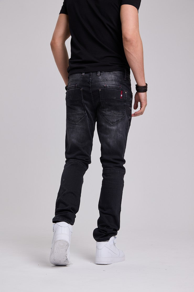 CD699 jeansy proste z ozdobnymi szwami