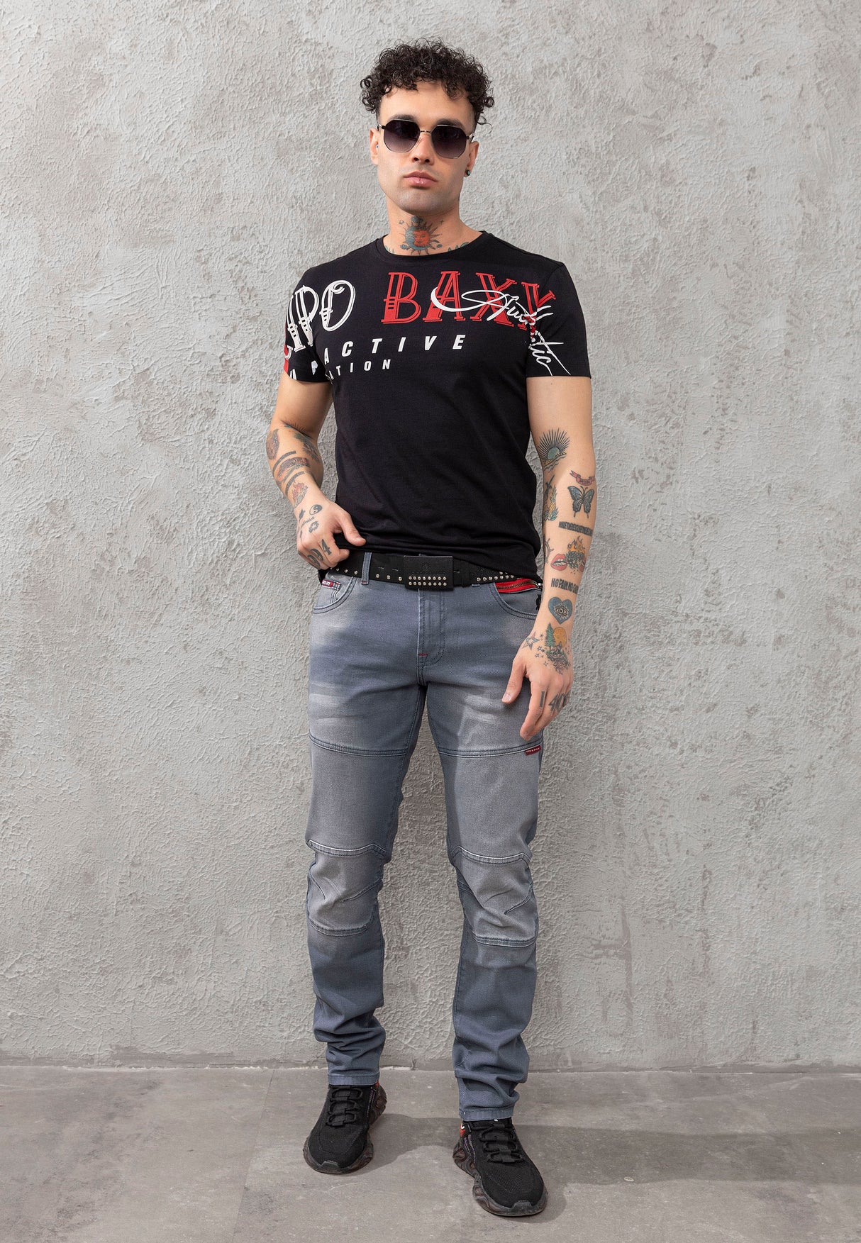 CD699 jeansy proste z ozdobnymi szwami