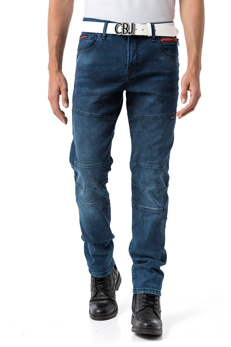 CD699 Herren Straight Fit-Jeans mit cooler Used-Waschung
