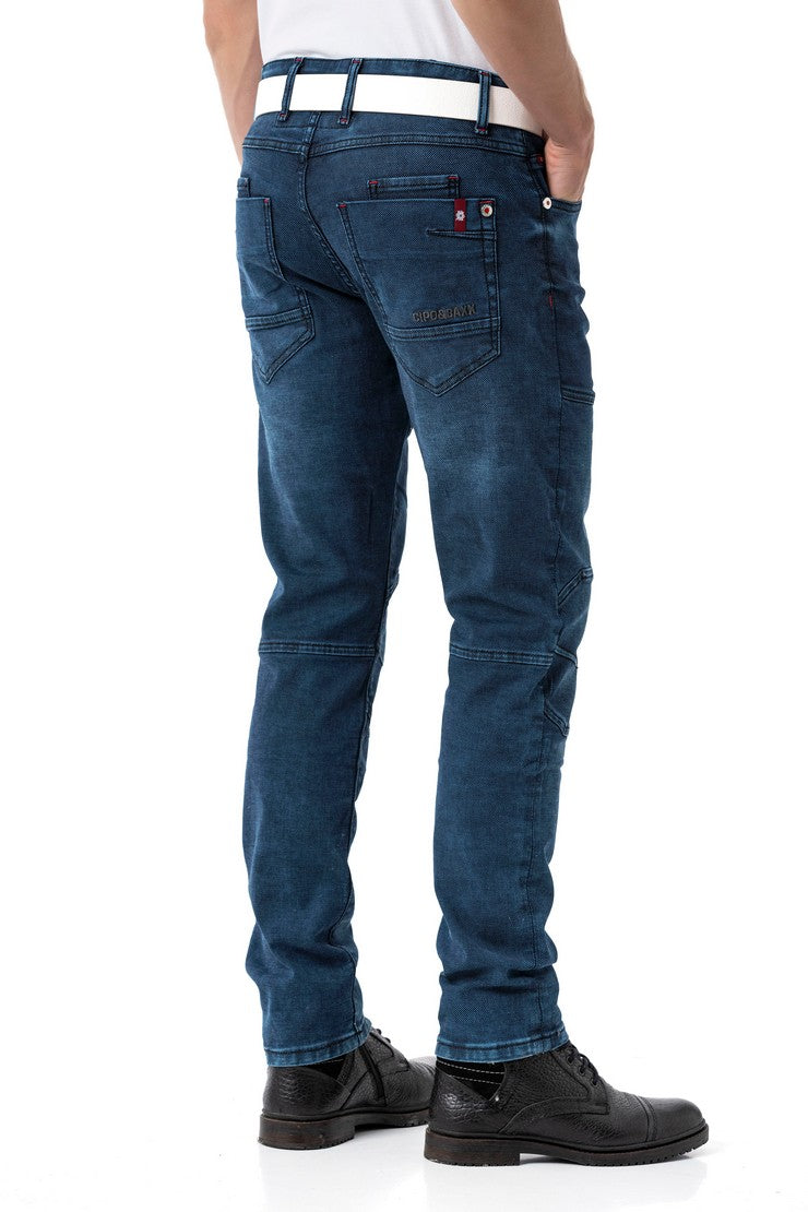 CD699 Herren Straight Fit-Jeans mit cooler Used-Waschung