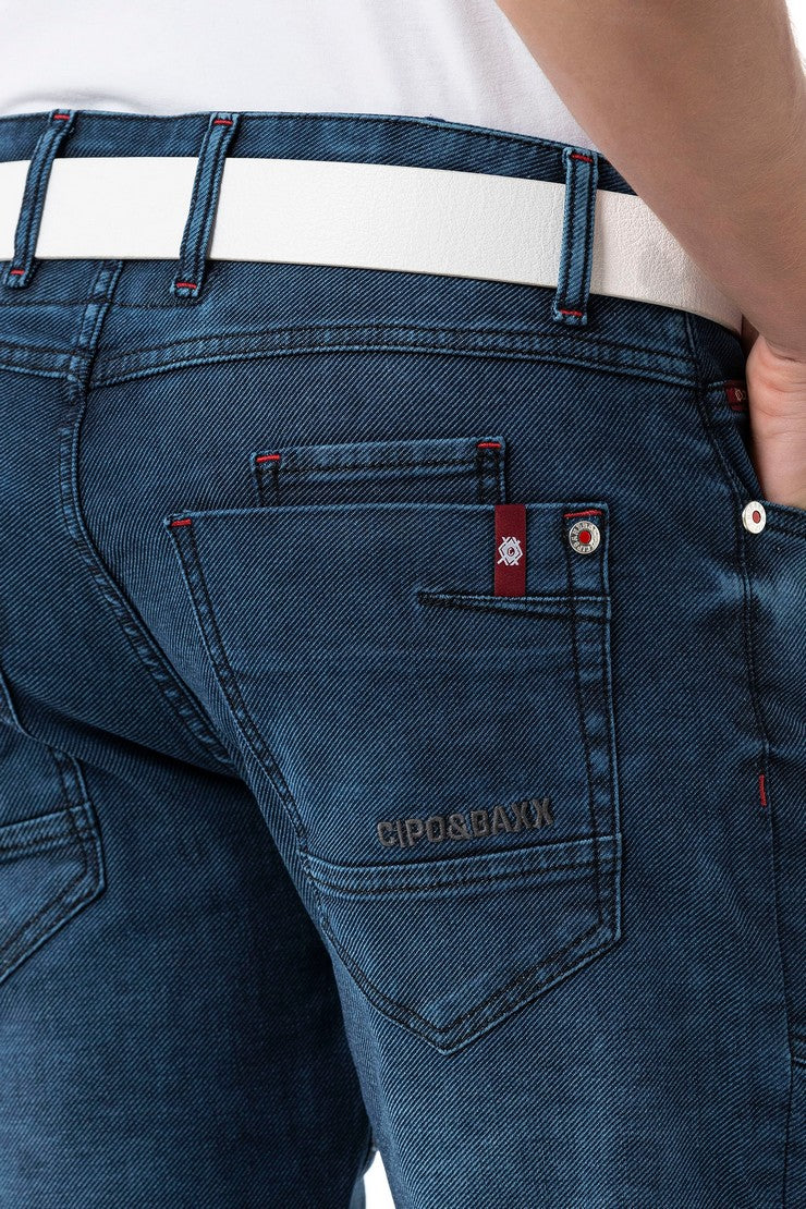 CD699 Herren Straight Fit-Jeans mit cooler Used-Waschung