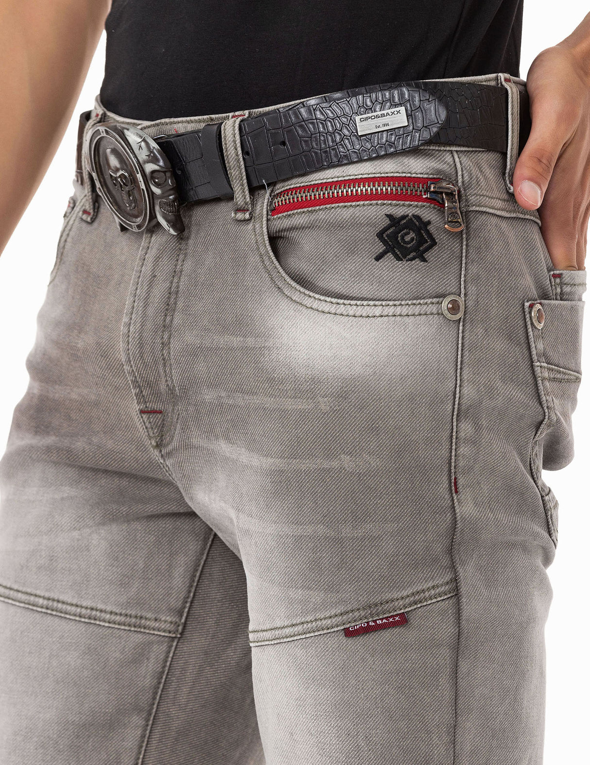 CD699 Herren Straight Fit-Jeans mit cooler Used-Waschung