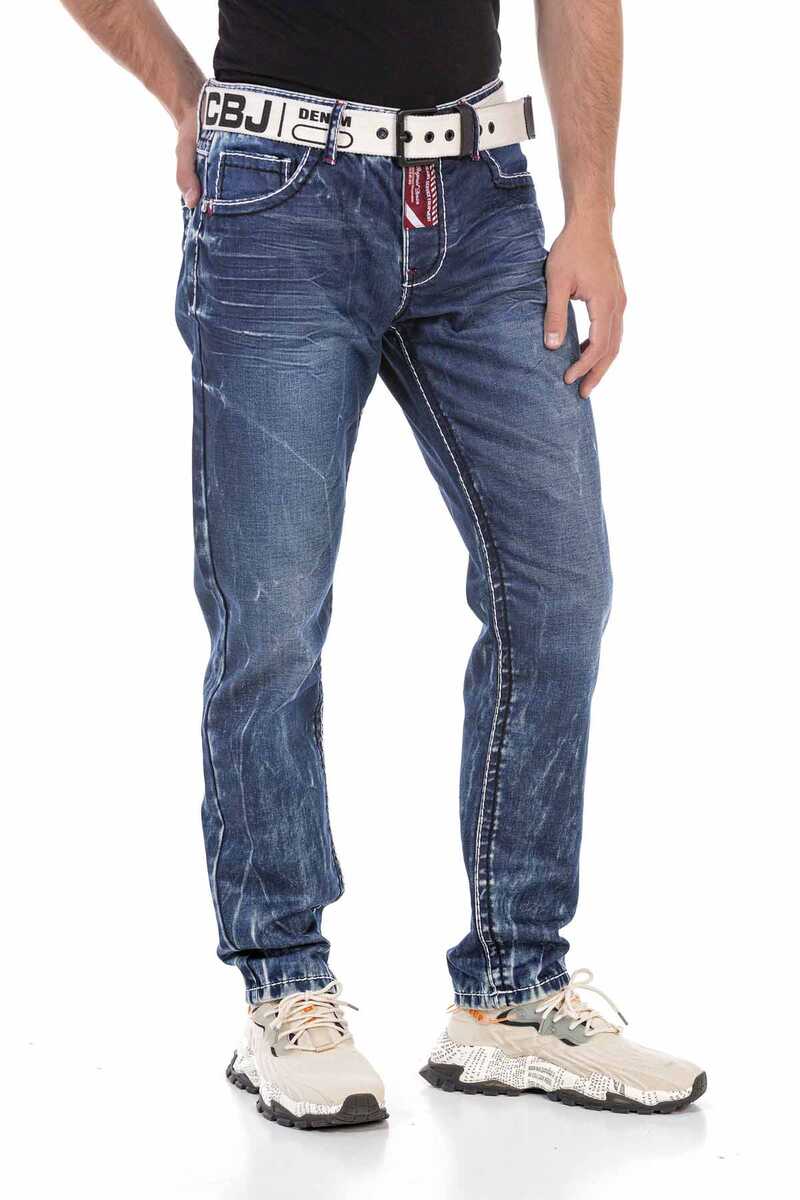 Jeans in forma CD709 da uomo con un lavaggio stravagante