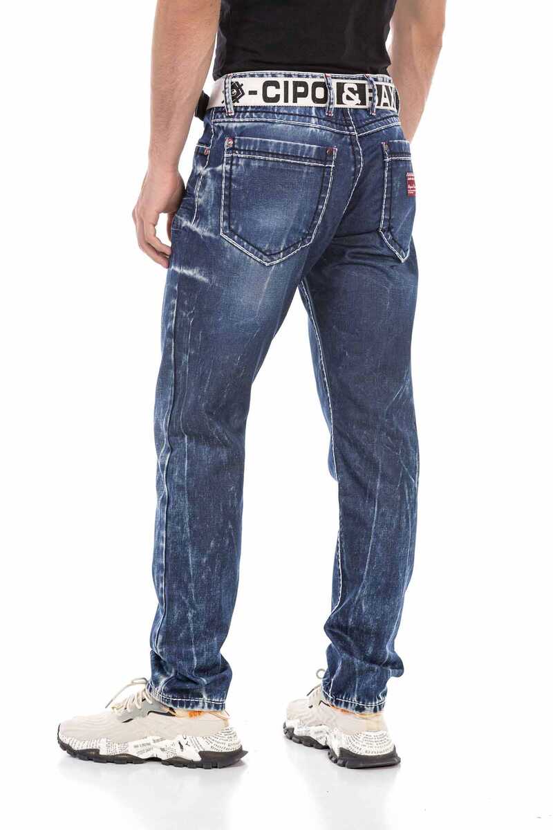 Jeans in forma CD709 da uomo con un lavaggio stravagante