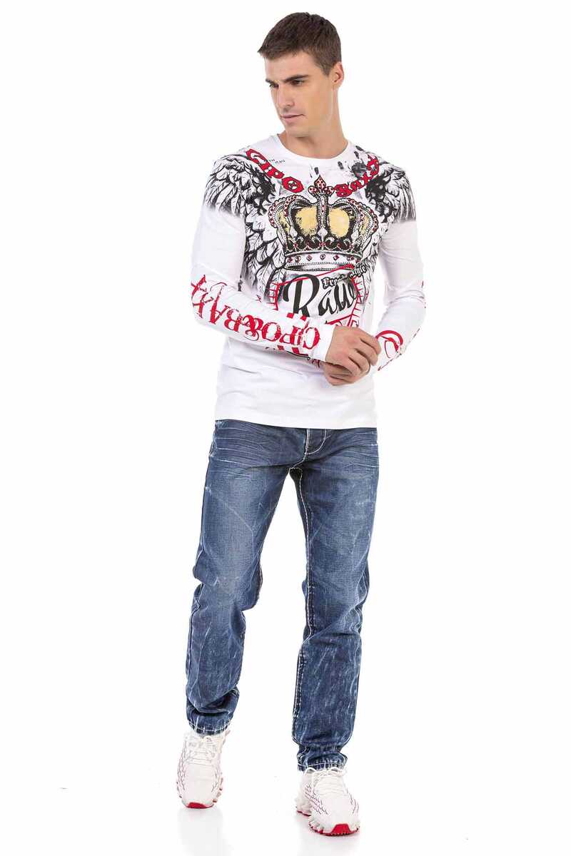 Jeans in forma CD709 da uomo con un lavaggio stravagante