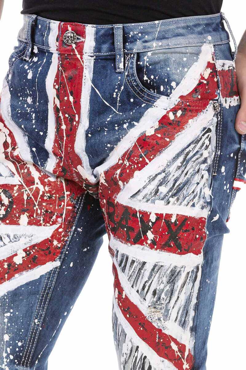 CD714 jeansy z motywem flagi