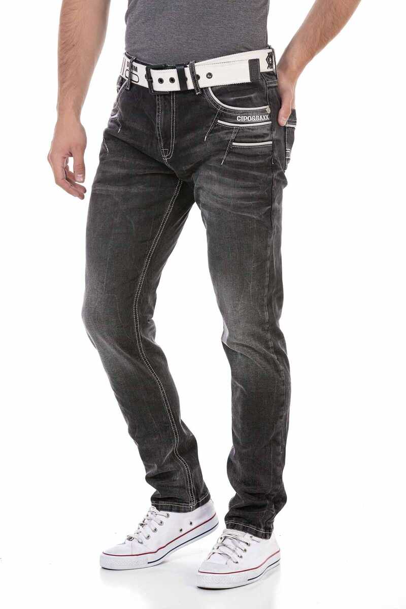 CD719 Men's Straight jeans with contrast stitching