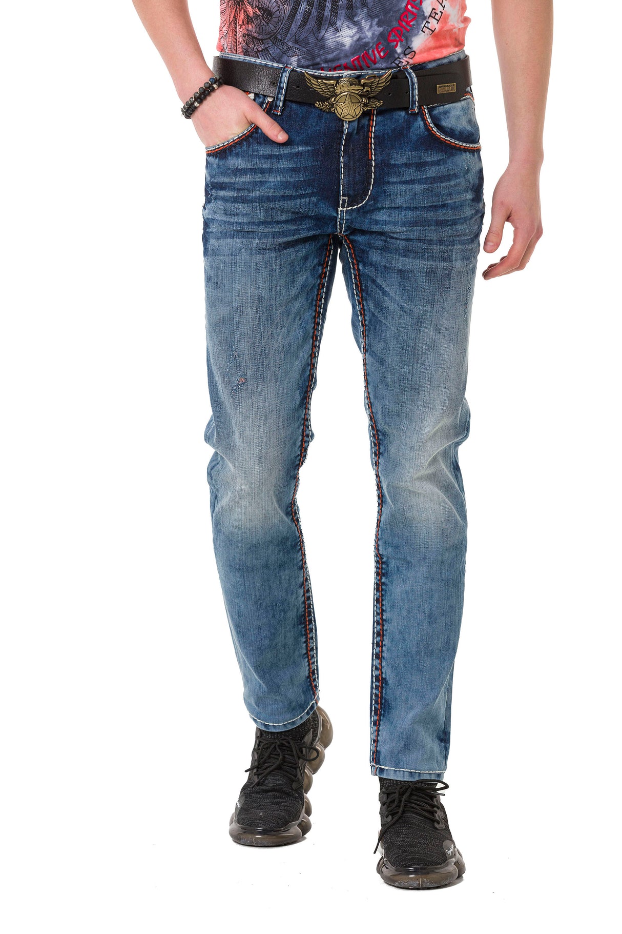 Jean Slim-Fit pour hommes CD729 avec broderie de poche