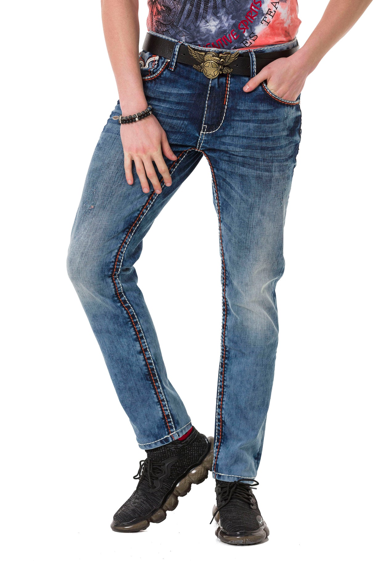 Jean Slim-Fit pour hommes CD729 avec broderie de poche