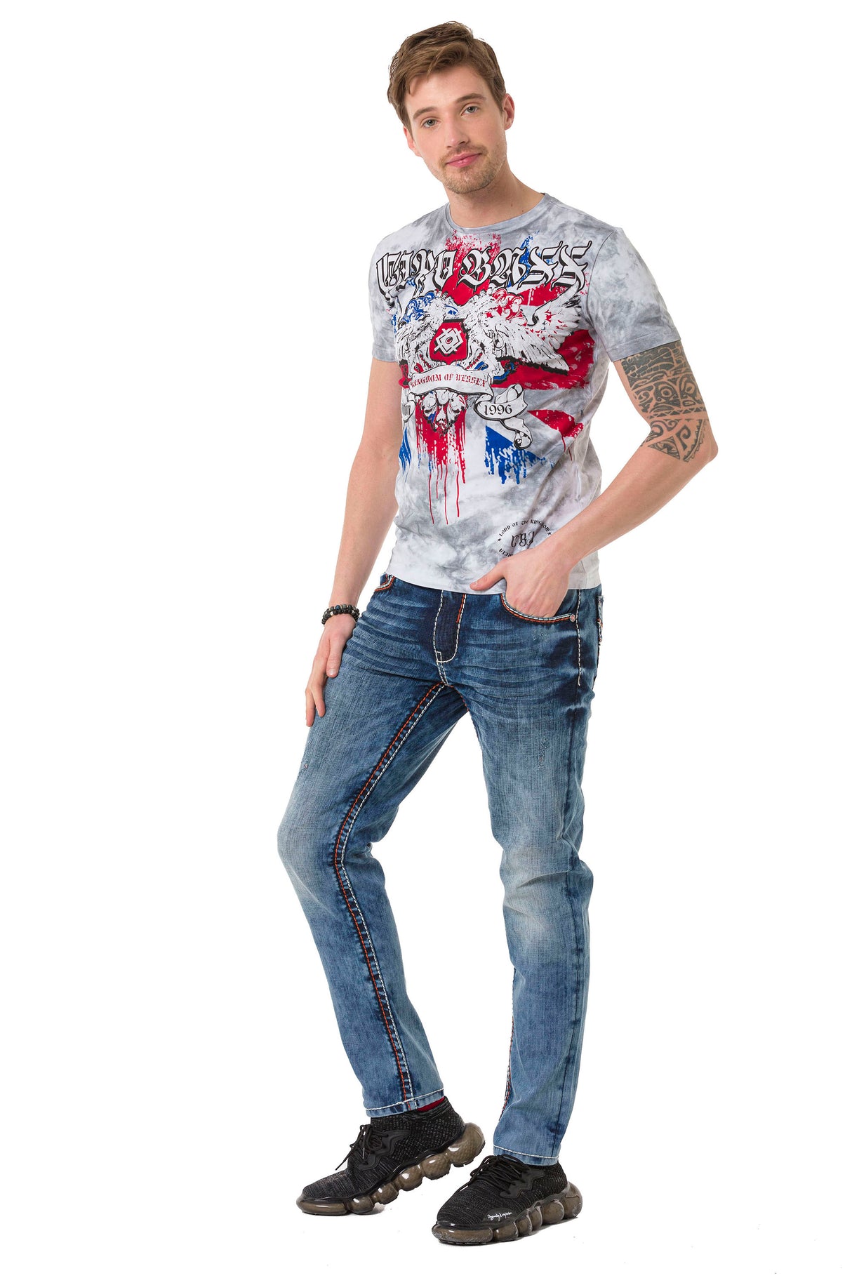 Jean Slim-Fit pour hommes CD729 avec broderie de poche