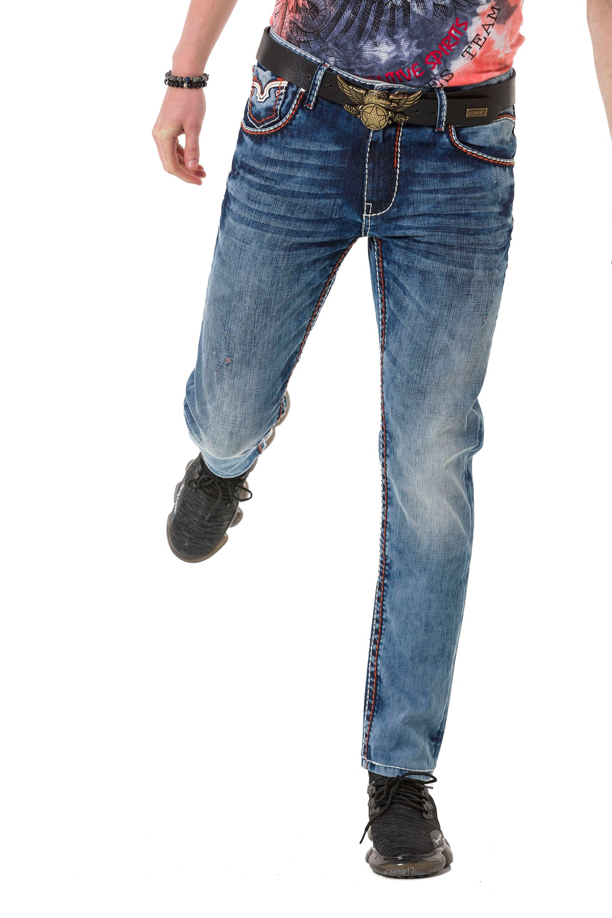 Jean Slim-Fit pour hommes CD729 avec broderie de poche