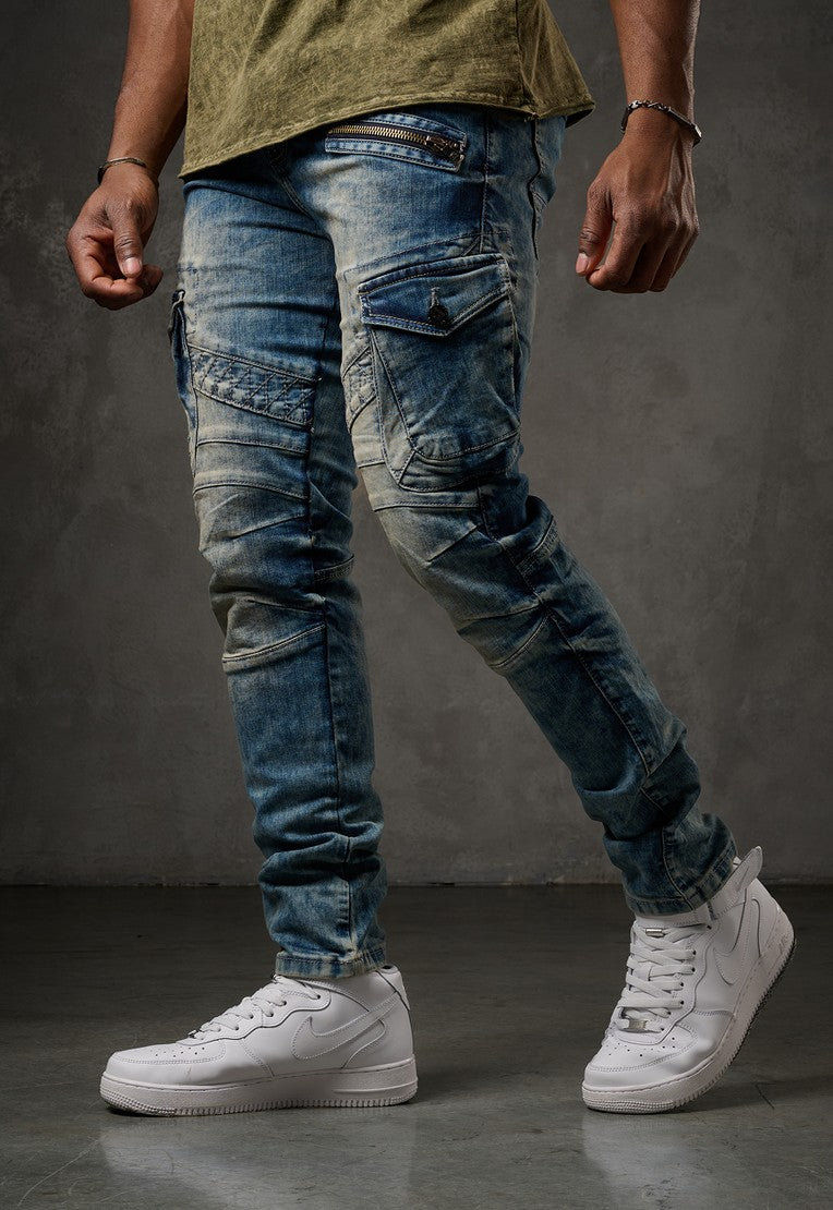 CD780 Herren Straight-Jeans mit trendigen Cargotaschen