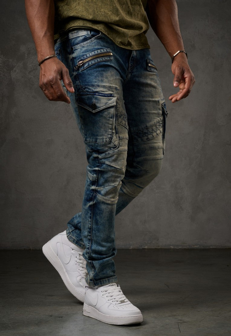 CD780 Herren Straight-Jeans mit trendigen Cargotaschen