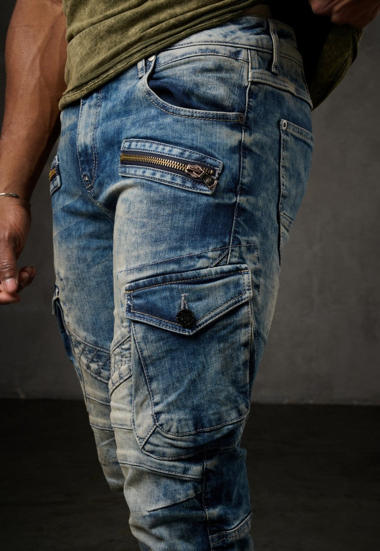 CD780 Herren Straight-Jeans mit trendigen Cargotaschen