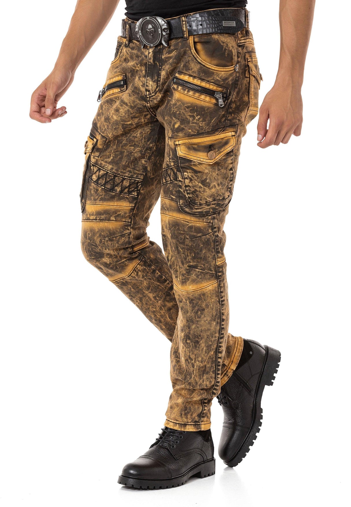 CD780 men's straight jeans with trendy cargo pockets