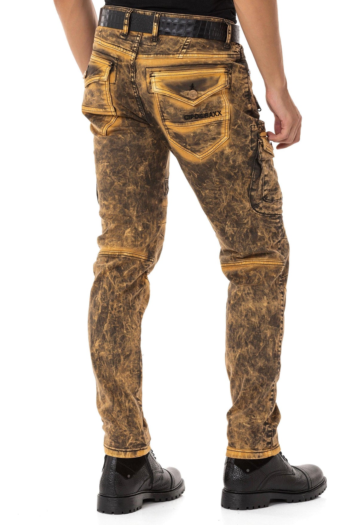 CD780 Herren Straight-Jeans mit trendigen Cargotaschen