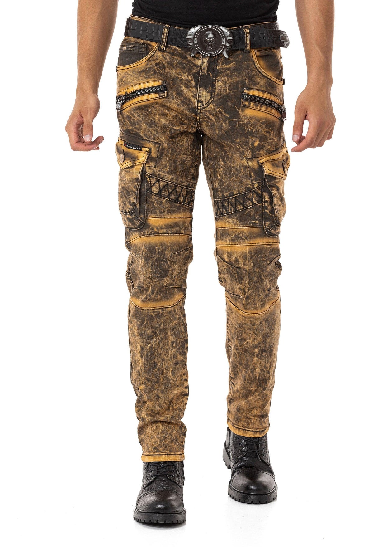 CD780 Herren Straight-Jeans mit trendigen Cargotaschen