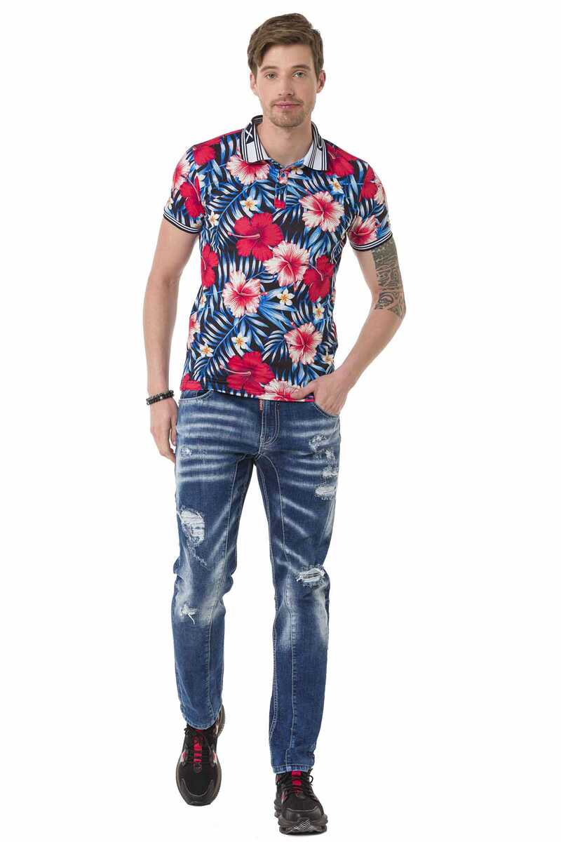 CD781 jeansy proste w modnym zniszczonym stylu