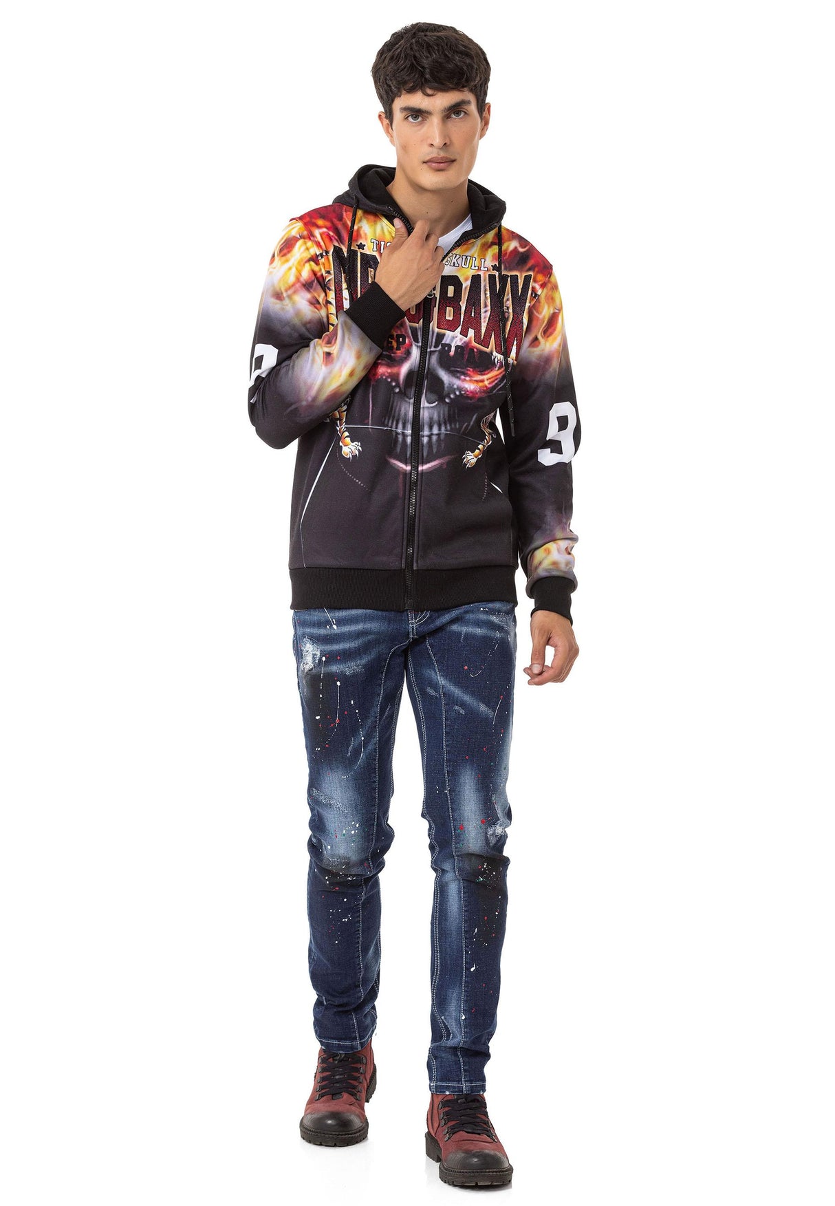 CD783 jeansy z plamami z farby