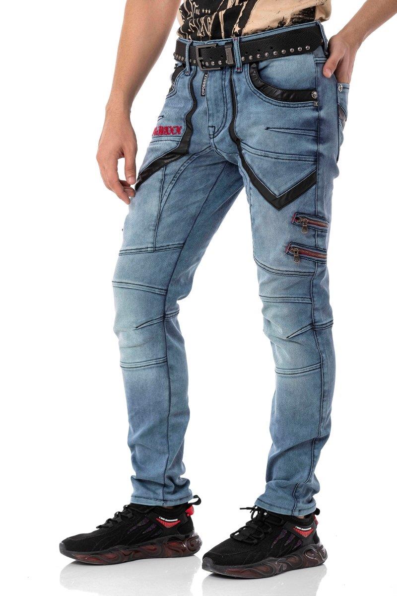 CD795 Herren Jeans Freizeithose mit Stickerei Elementen im Bikerstyle