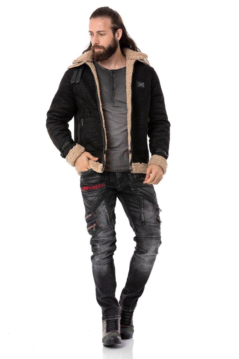 CD795 Herren Jeans Freizeithose mit Stickerei Elementen im Bikerstyle