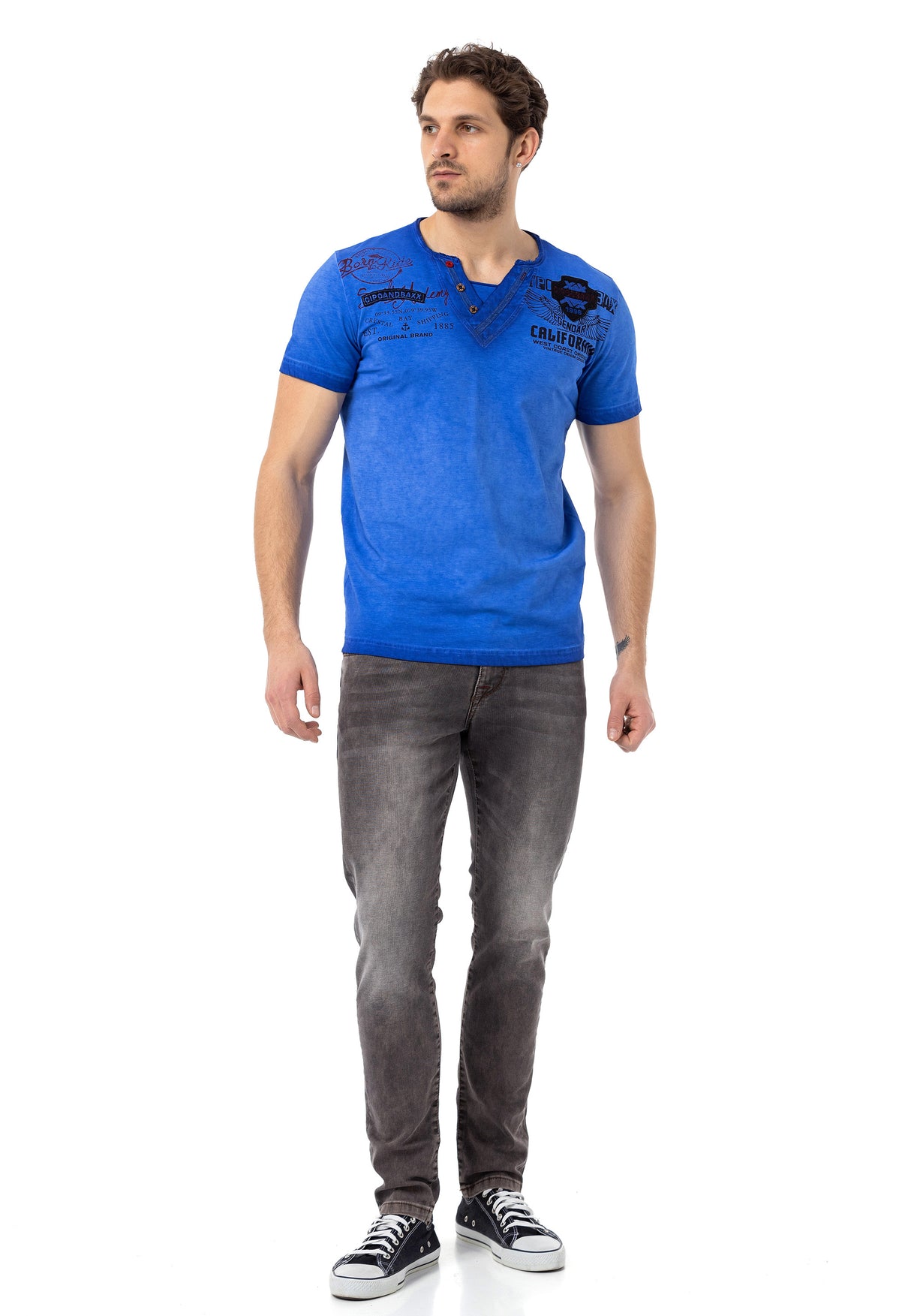 CD811 Jean droit avec des coutures décoratives tendance