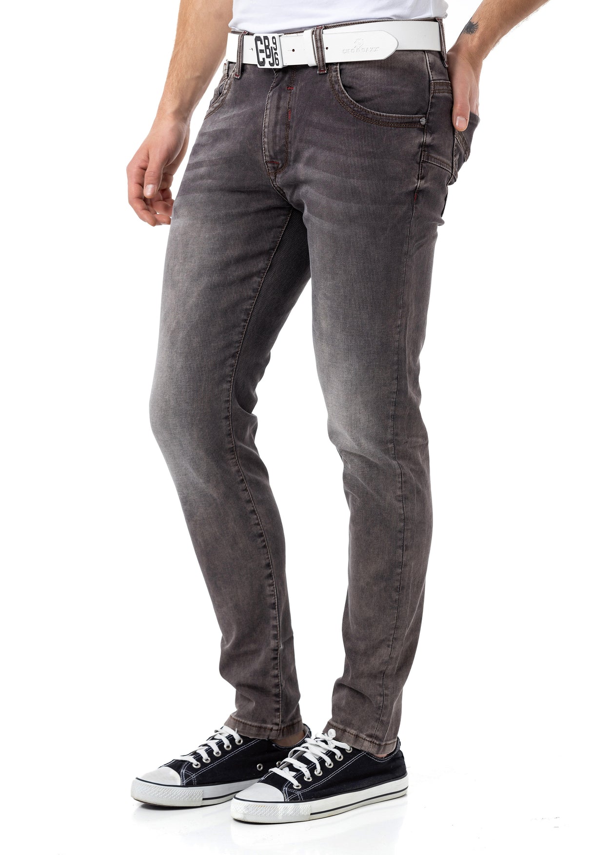 CD811 Herren Straight-Jeans mit trendigen Ziernähten