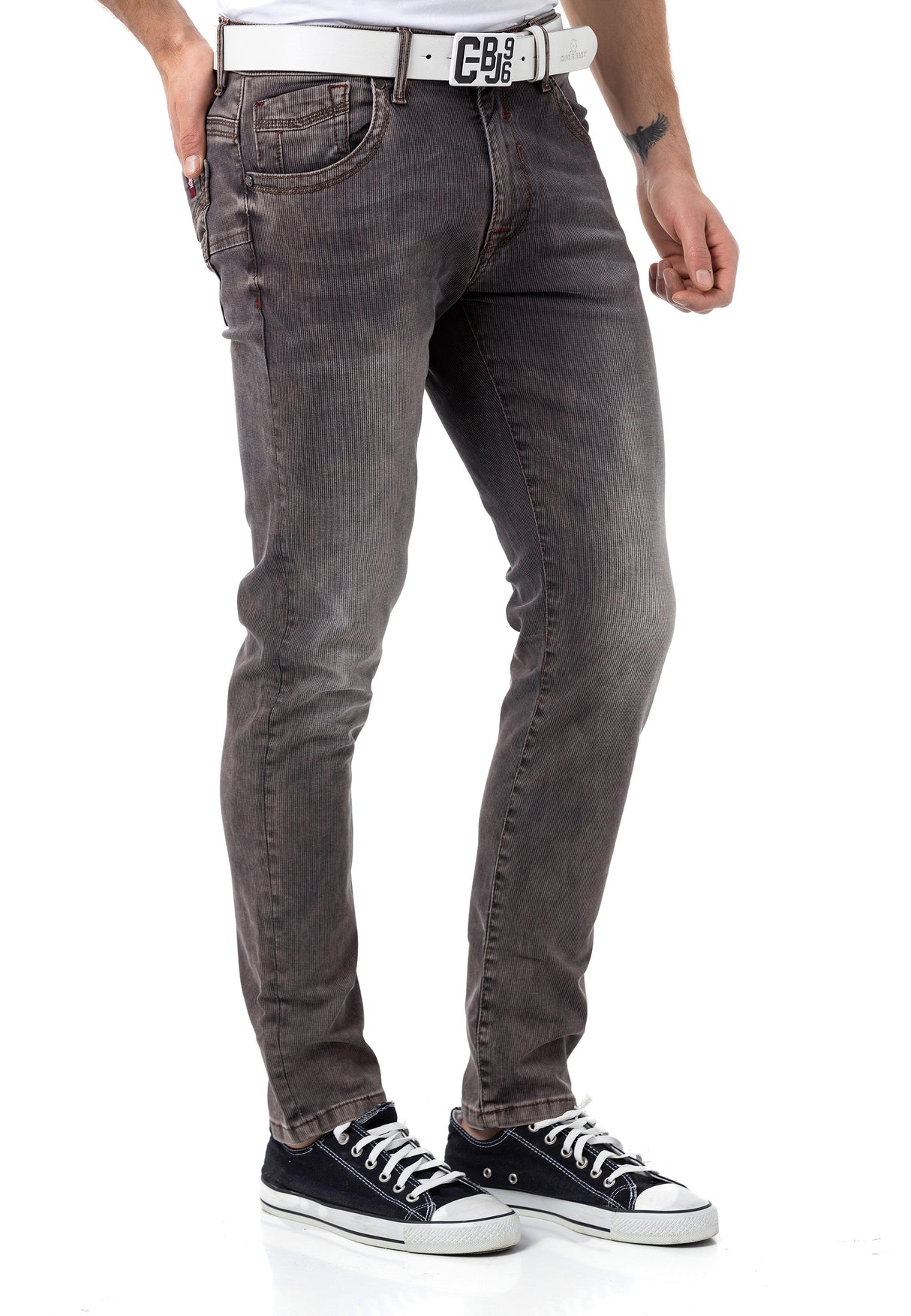 CD811 Jean droit avec des coutures décoratives tendance