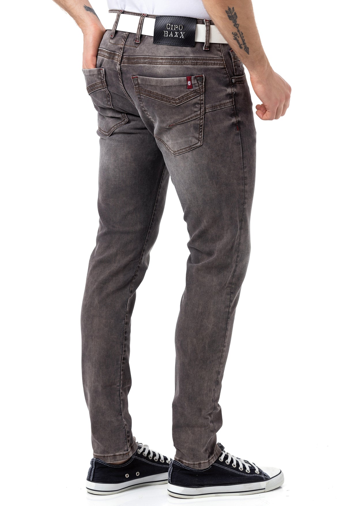CD811 Jean droit avec des coutures décoratives tendance