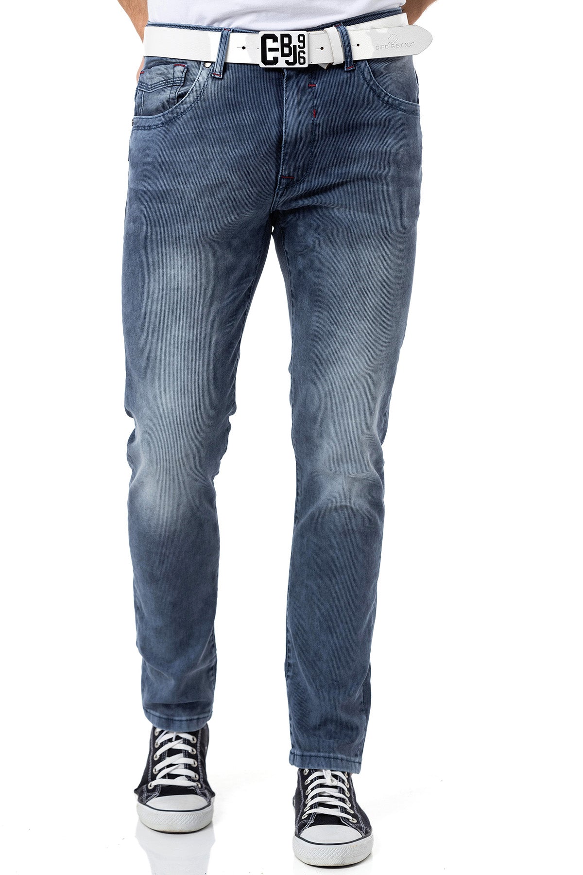CD811 Herren Straight-Jeans mit trendigen Ziernähten