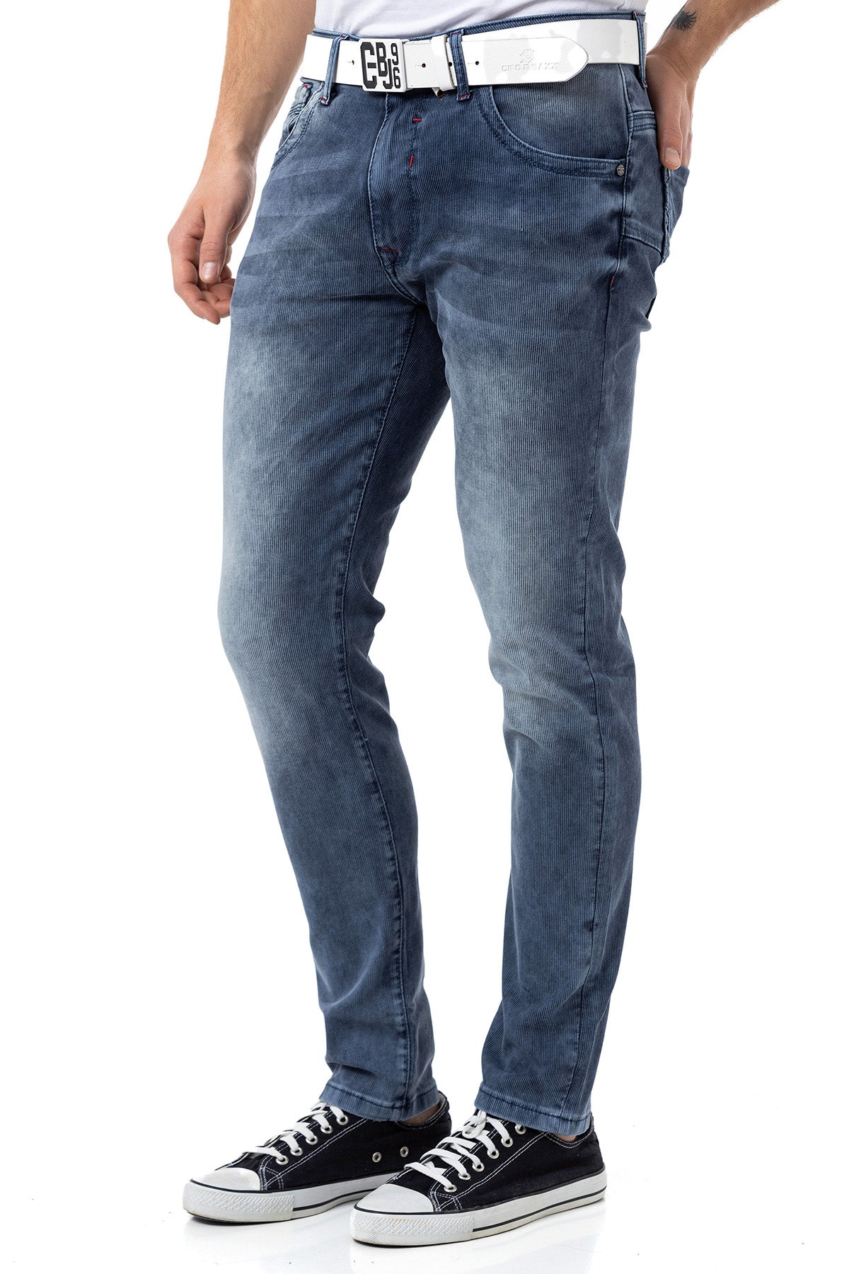 CD811 Jean droit avec des coutures décoratives tendance