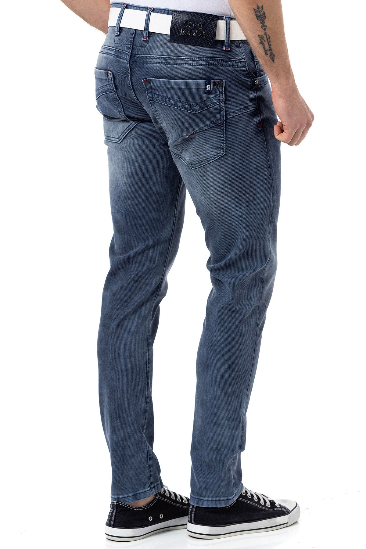 CD811 Jean droit avec des coutures décoratives tendance