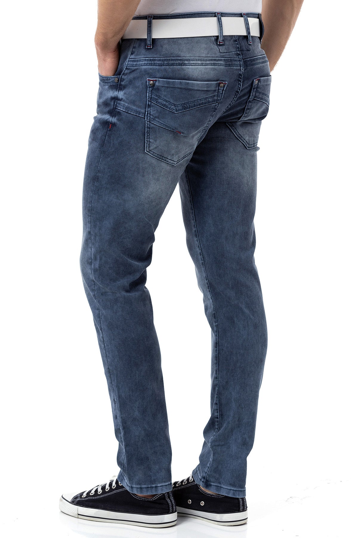 CD811 Jean droit avec des coutures décoratives tendance