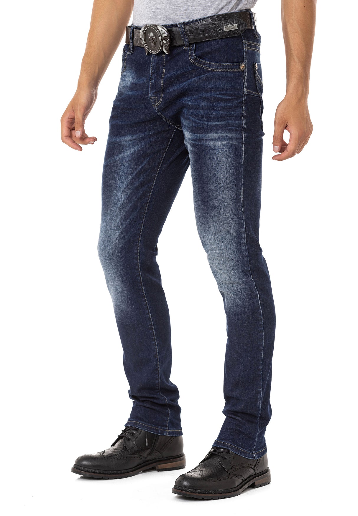 CD811 Jean droit avec des coutures décoratives tendance