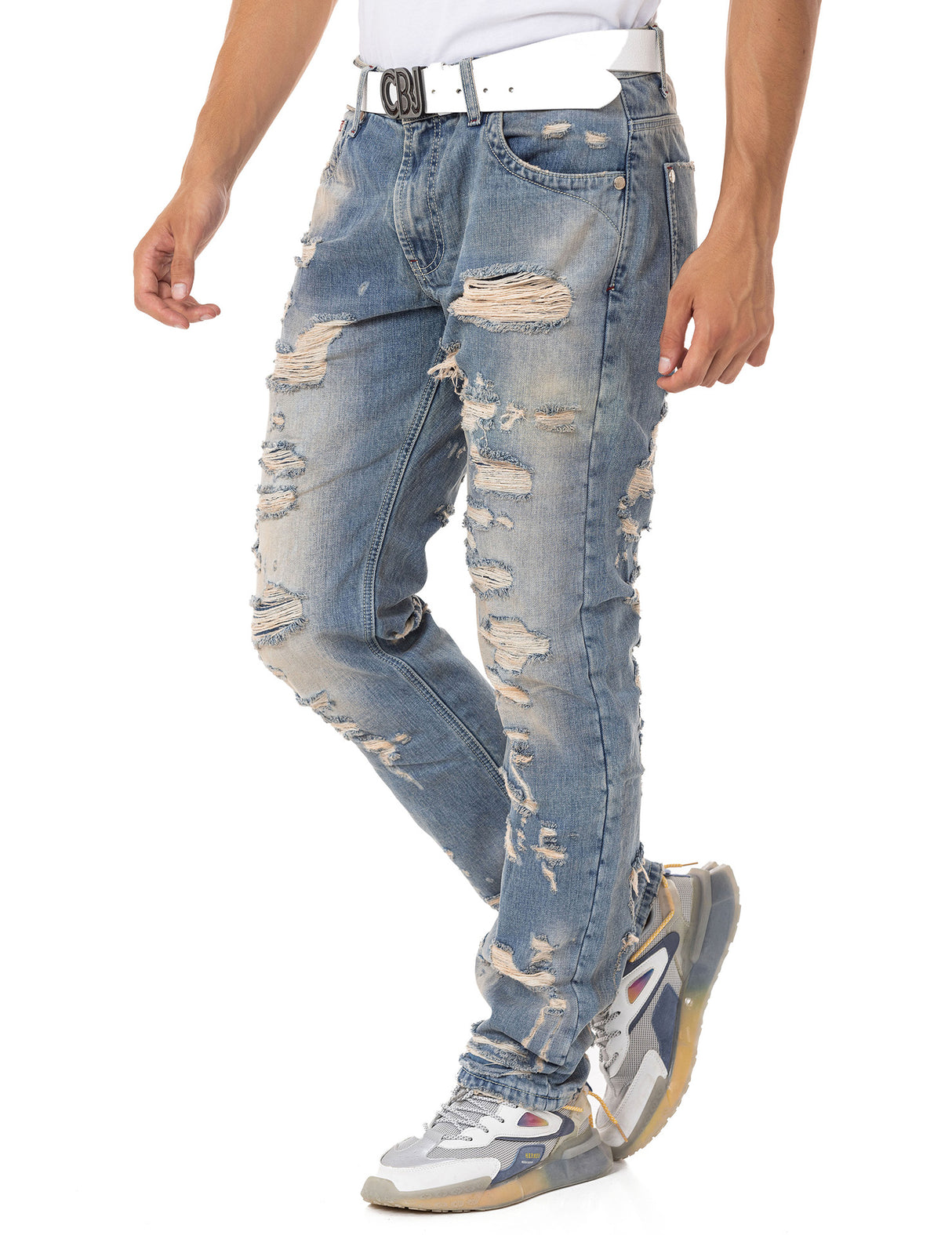 CD843 Jeans pour hommes au look destroyed