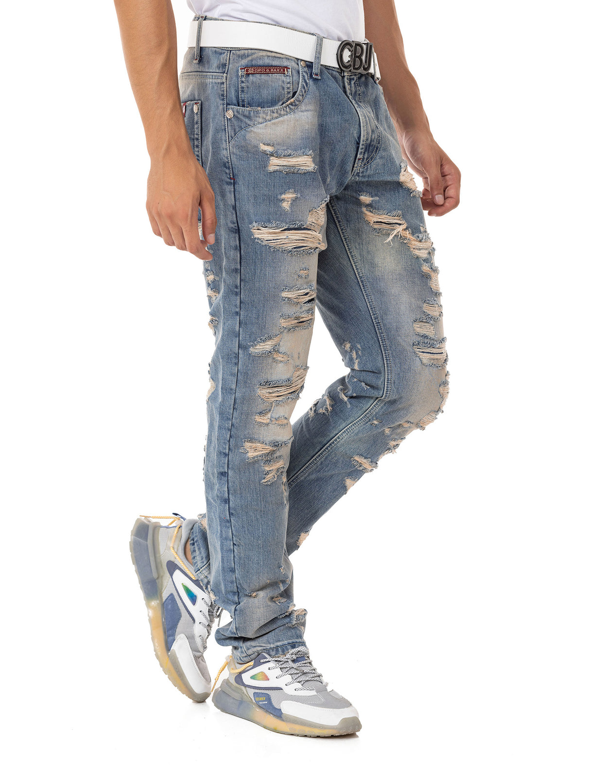 CD843 Jeans pour hommes au look destroyed
