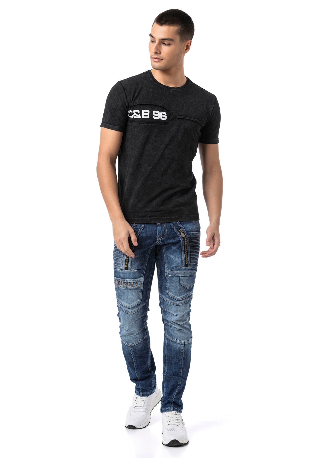 CD844 Jeans pour hommes au look extravagant