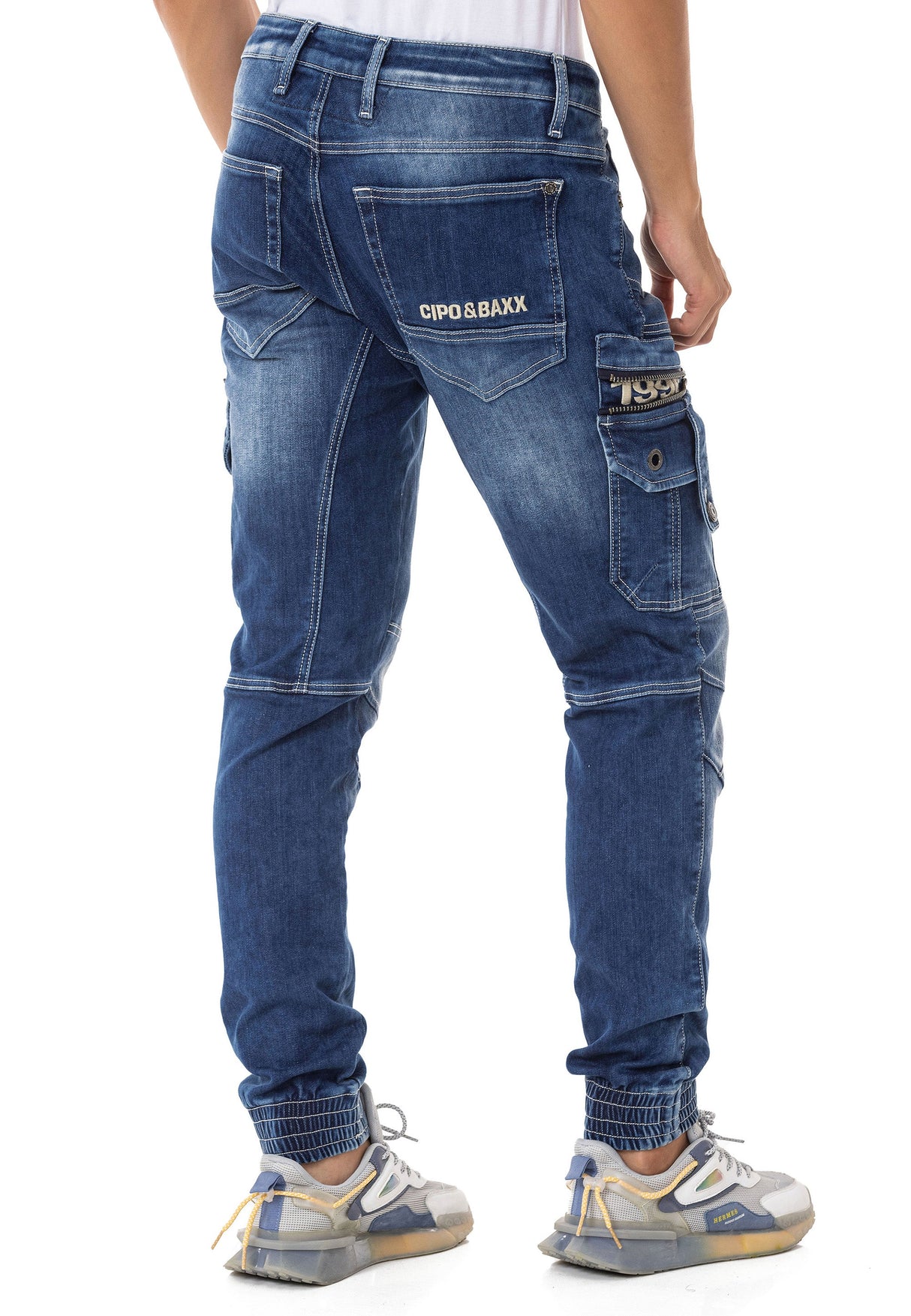 CD845 jeansy ze ściągaczami