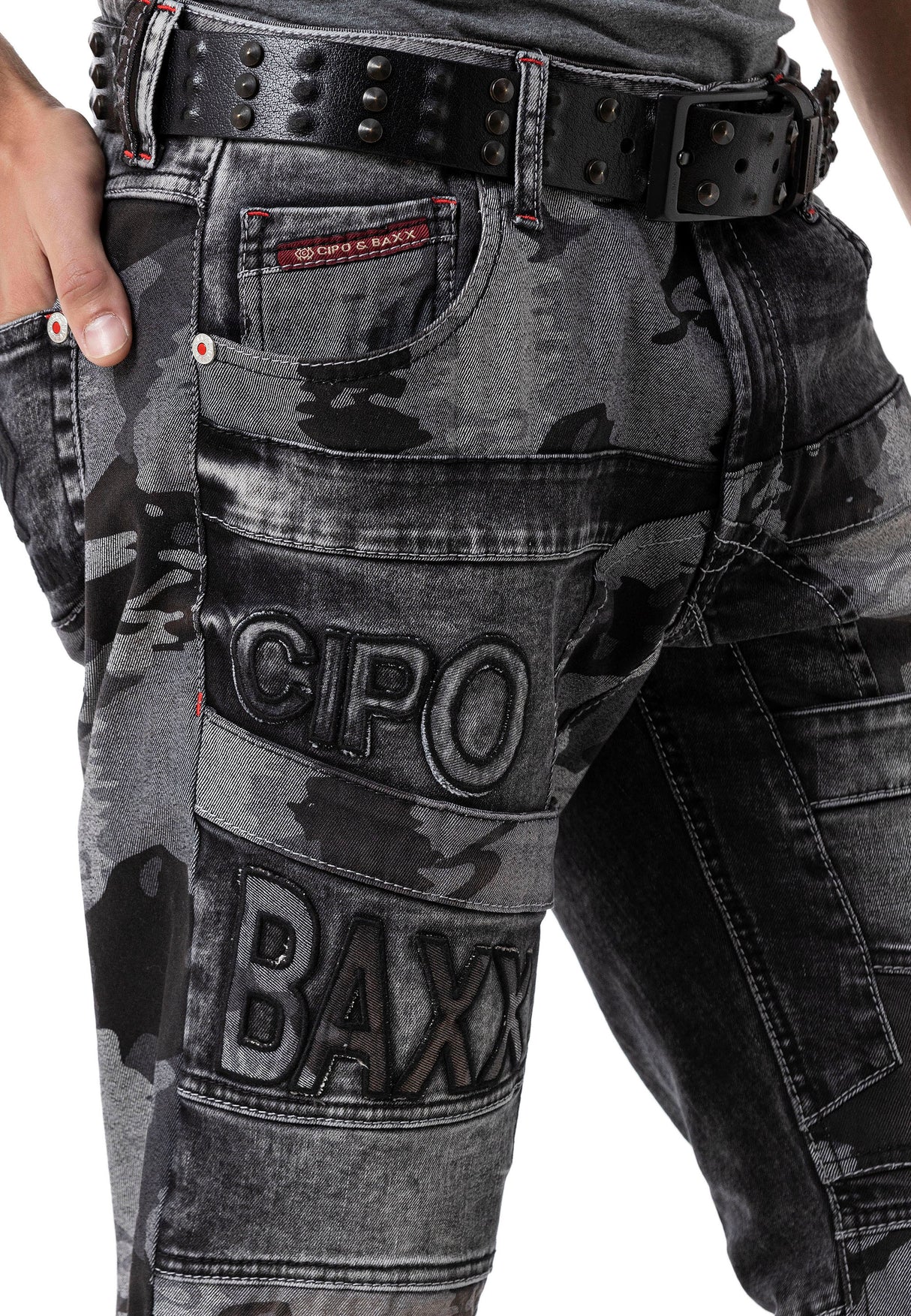CD859 Jeans Rectos con parches para hombre