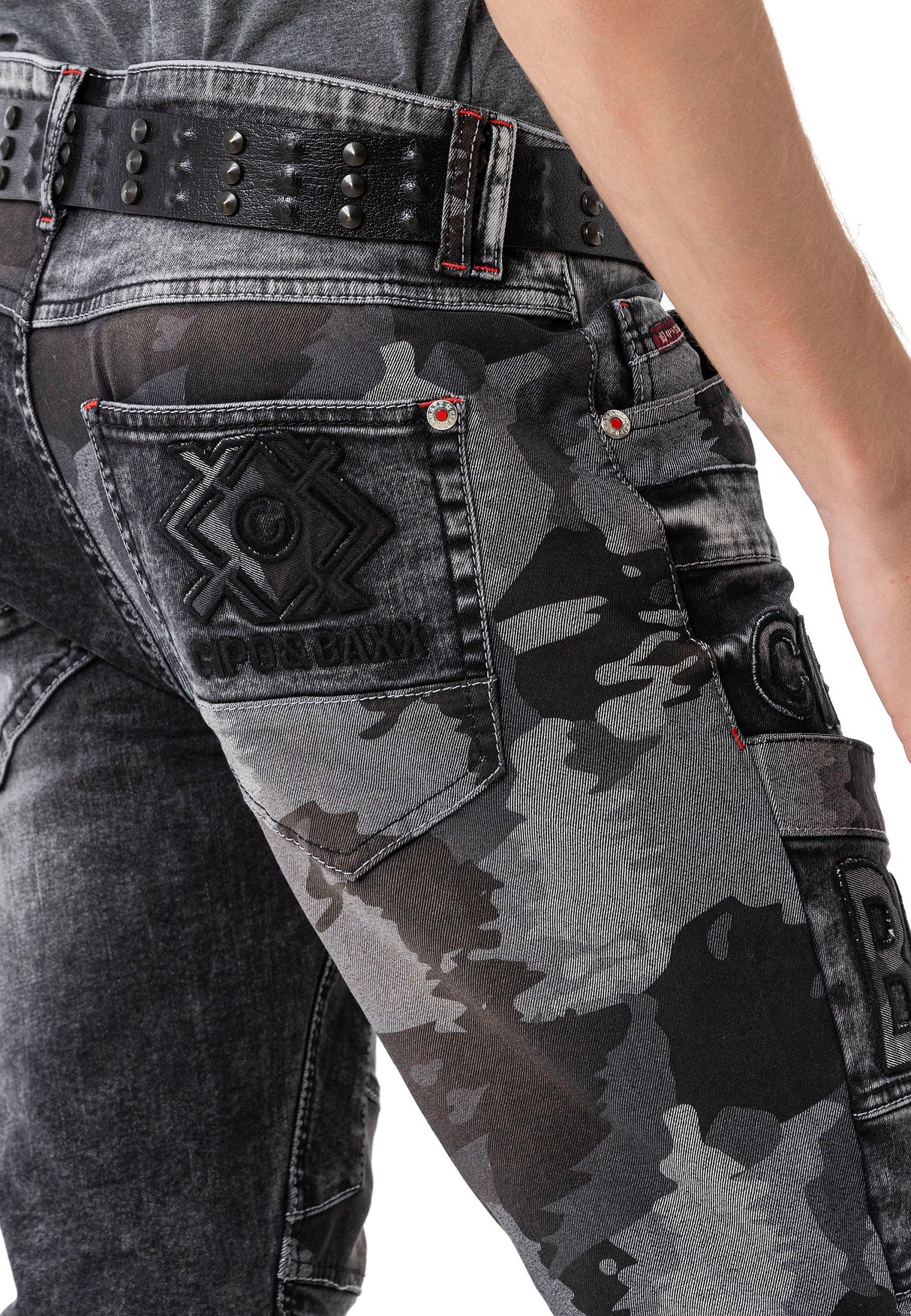 CD859 Jeans Rectos con parches para hombre