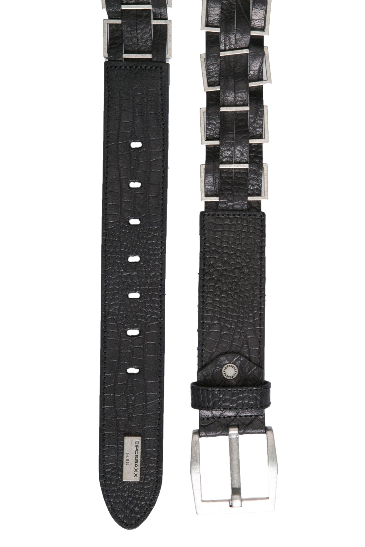 CG144 Ceinture en cuir pour homme avec des éléments métalliques à la mode